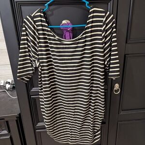 Black and White Striped Maternity Top